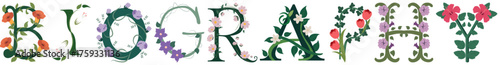 BIOGRAPHY, Artistic Floral Letter Vector Print