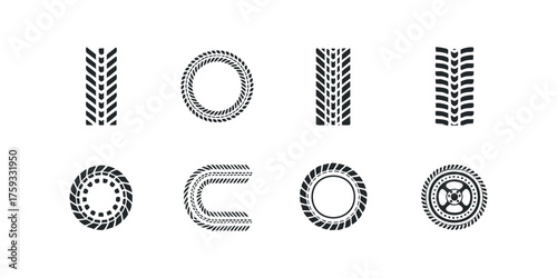 Collection of Tire Tread and Wheel Mark Silhouettes