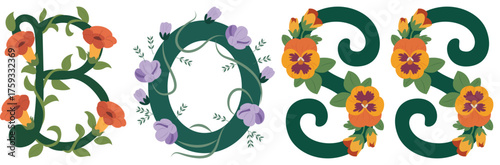 BOSS, Decorative Botanical Alphabet Art Print