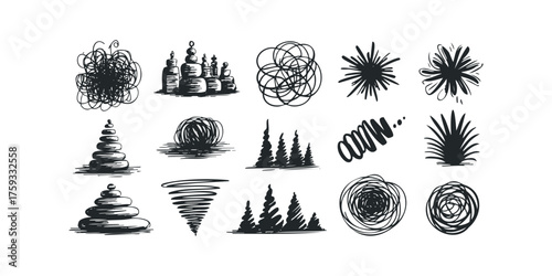 Collection of Hand Drawn Scribble and Abstract Shapes