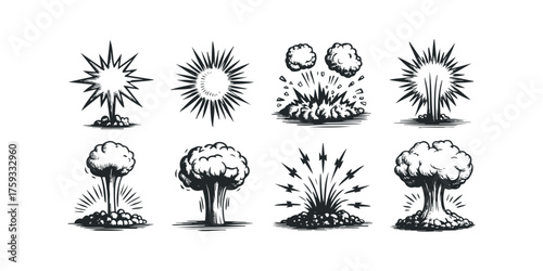 Collection of comic book style explosion graphics