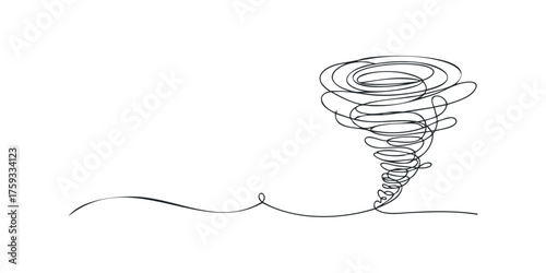 Continuous line drawing of a vortex storm