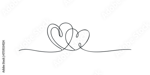 Two hearts intertwined with a continuous line
