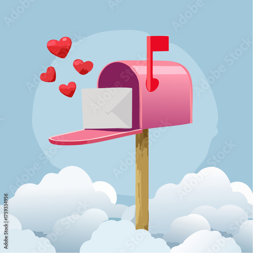 Floating Cloud Mailbox Vector Illustration