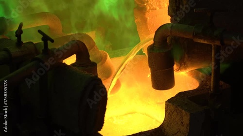 Wallpaper Mural Controlled Pouring of Molten Brass in Foundry Torontodigital.ca