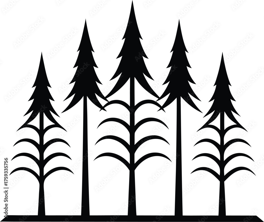 Naklejka premium set of vector silhouettes of trees
