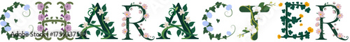 CHARACTER, Artistic Botanical Letter Illustration