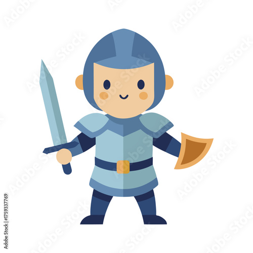 baby paladin medieval armor holding sword fantas vector