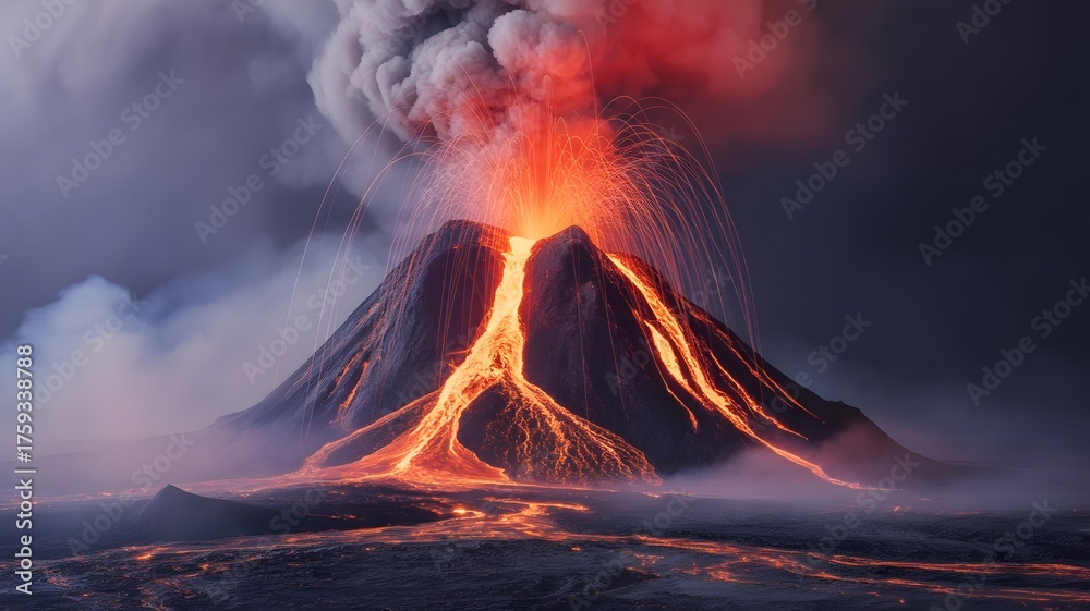 Fototapeta premium Volcano with Amazing Lava