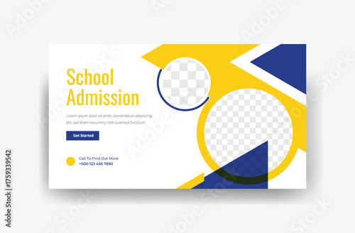 clean minimal school admission template design, creative school admissions banner 