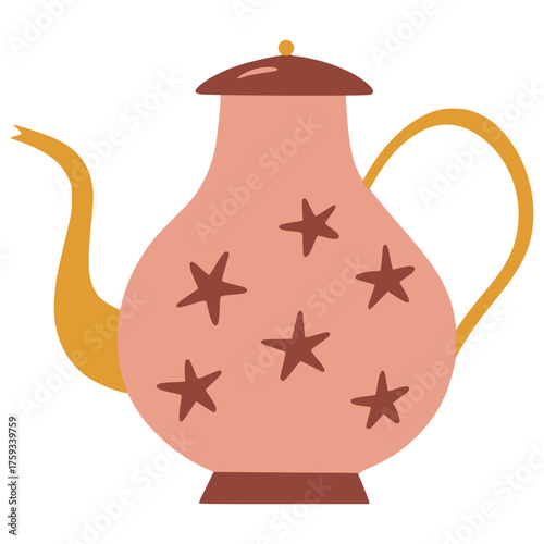 coffee pot with long spout drink beverage flat color vector illustration template design