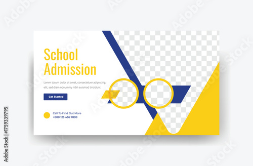 school admissions thumbnail design, back to school banner template 