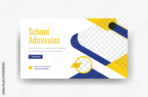 modern school admission banner template design, video thumbnail design, admissions banner 