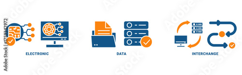 EDI icon set vector concept with icon of electronic, data, interchange 