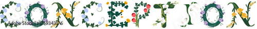 CONCEPTION, Vintage Floral Letter Vector Design