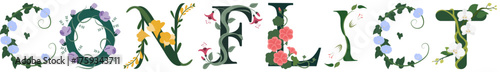 CONFLICT, Elegant Botanical Letter Typography