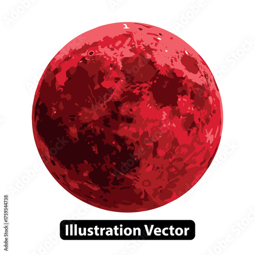 Red Moon Illustration - Full Lunar Eclipse Vector Image, Blood Moon Phenomenon