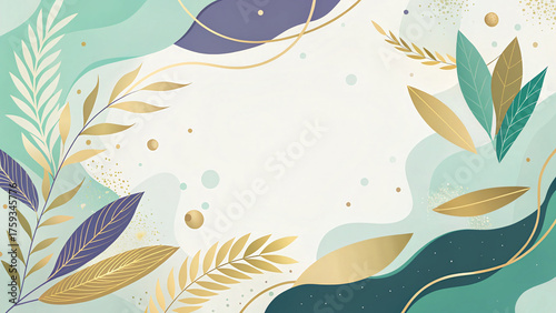 Soft Abstract Frame in Mint Green and Royal Purple