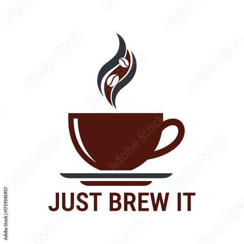 Coffee cup with steam and beans saucer