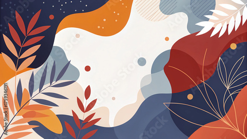 Soft Abstract Frame in Navy Blue and Maroon Red