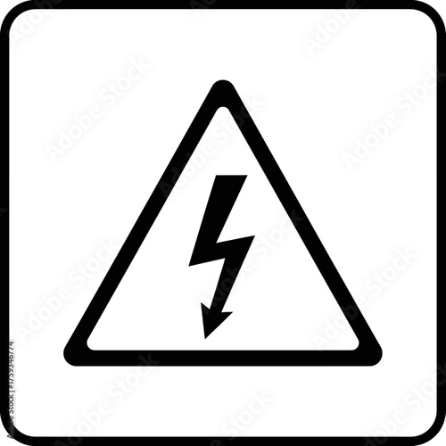 A black lightning bolt symbol inside a warning triangle, indicating a high voltage danger sign on a white background. Free Download A black lightning bolt symbol inside a warning triangle, indicating a high voltage danger sign on a white background. - GFXLoad