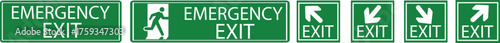 Emergency Exit Icon set. Vector illustration of running man and exit door sign. Escape and evacuation symbol. Various exit sign isolated white background.Evacuation and relocation of people to safety.