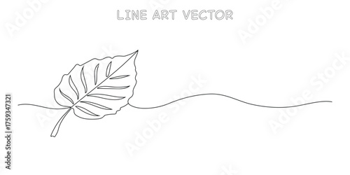 Elegant hand drawn leaf branch simple line art