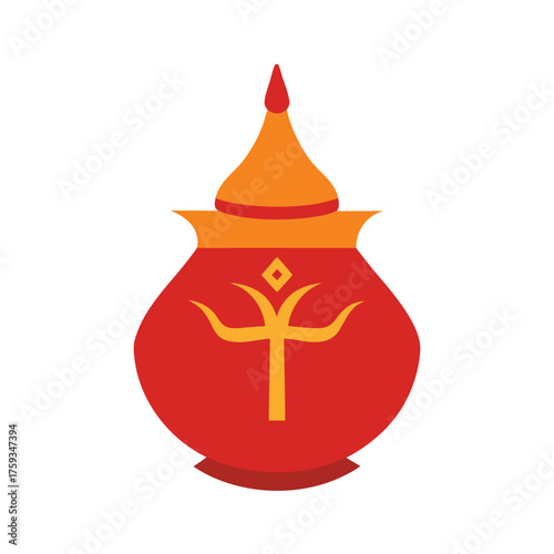 Elaborate ceremonial kalash with trishul symbol engraving