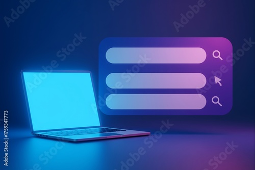 Laptop with blank screen mockup for web design and development