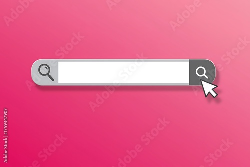 Simple search bar illustration with magnifying glass and cursor design