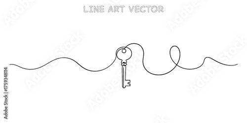 Simple line art of a key on a winding string