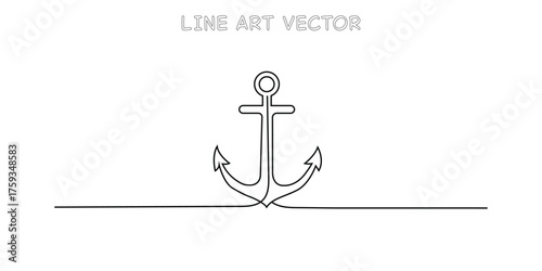 Simple anchor drawing with line art style