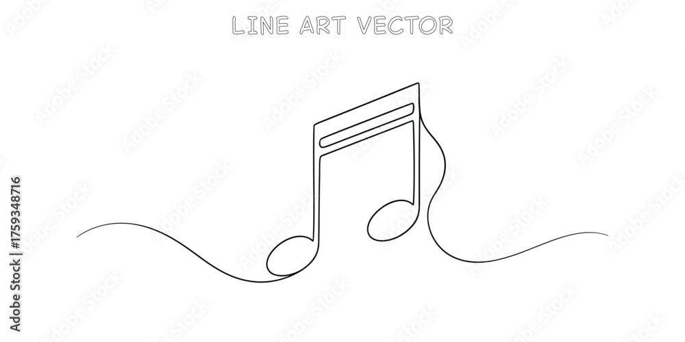 Obraz premium Continuous line art drawing of a music note