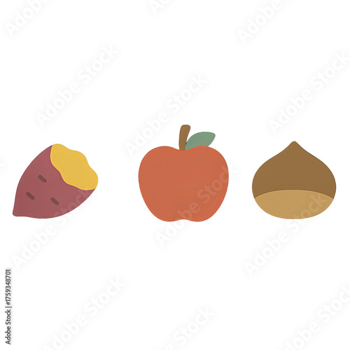 秋の果物アイコンセット｜Autumn Fruits Icons Set