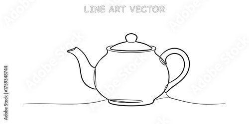 Simple teapot line art illustration for hot drinks