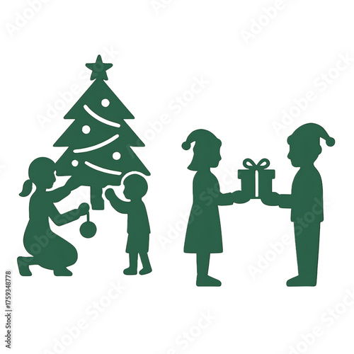 クリスマスの家族シルエット｜Christmas Family Silhouette