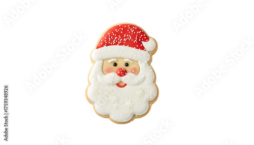 holiday decoration santa cookie with sugar glazing  isolated on transparency photo png file