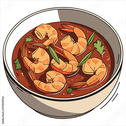 Tom yum kung in a bowl, thai cuisine dish
