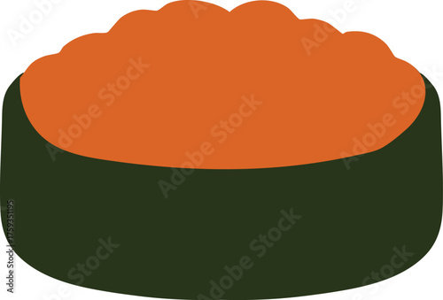 Gunkan sushi topped with salmon roe bright orange