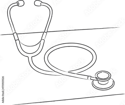 Stethoscope on desk coiled tubing and chest piece