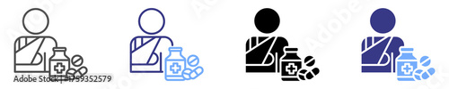 pain injury icon set multiple style