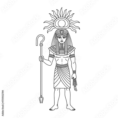 Ra Sun God Coloring Page for Kids Egyptian Creator Deity and King of Gods Fun