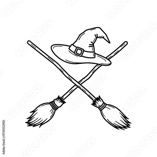 Witchs Hat and Broomstick Crossed.