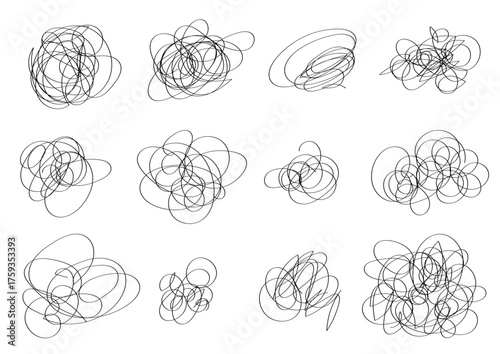 フリーハンド　手描き　落書き　セット　白背景
Freehand hand-drawn doodle set on white background