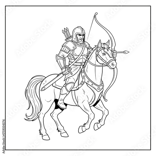 Centaur Archer Warrior Coloring Page for Kids Greek Mythology Half-Human Horse Creature