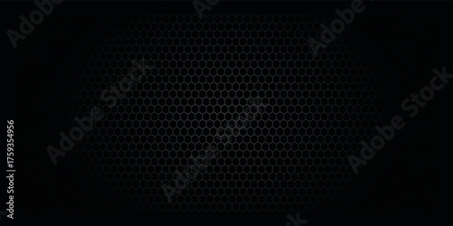 Abstract Vector Hexagon Shape Geometric Retrowave Technology Sci-Fi Texture Isolated on Light Background. Simple Retro Hexagonal Pattern Halftone. Black And White Hexagon Technology Wallpaper