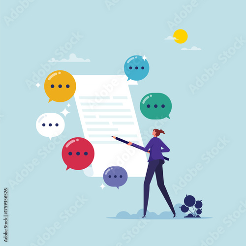 Requirements gathering concept, client demand or customer opinion, summary or meeting conclusion, businessman write client requirements