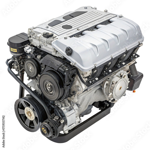 Modern v8 engine isolated on transparent background