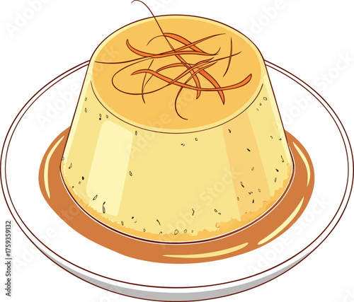 Delicious flan dessert, served on a plate