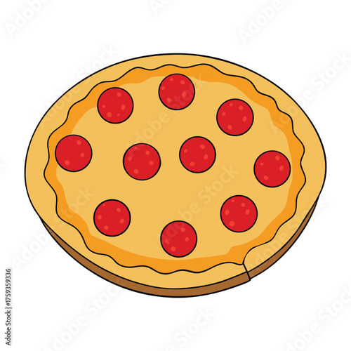 A hot, cheesy pizza topped with savory pepperoni slices, golden-baked crust, and bubbling melted cheese, perfect for a delicious, mouthwatering bite every time.
